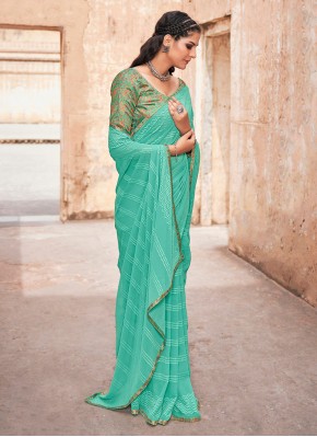 Mesmeric Weight Less Weaving Turquoise Classic Saree