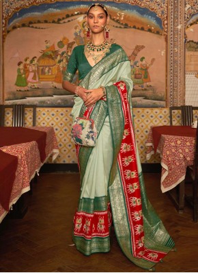 Mesmerizing Patola Silk  Green Contemporary Style Saree