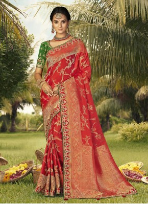 Mesmerizing Red Weaving Classic Saree