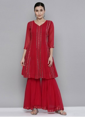 Miraculous Mirror Red Party Wear Kurti