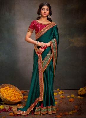 Miraculous Satin Silk Swarovski Rama Trendy Saree