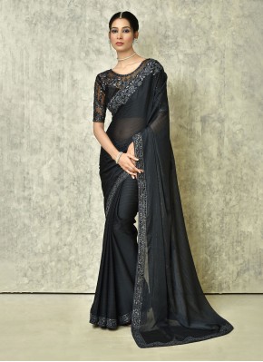 Mod Silk Embroidered Black Classic Saree