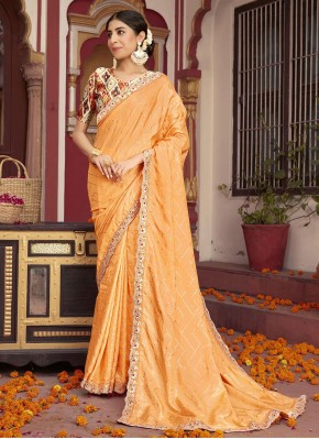 Modern Orange Silk Saree