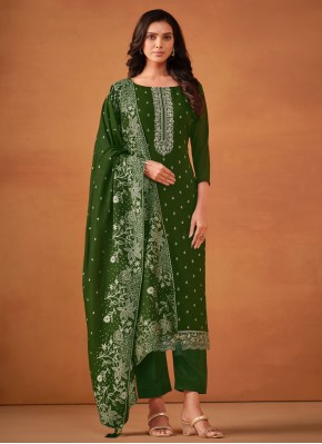 Modest Embroidered Georgette Green Trendy Salwar Kameez