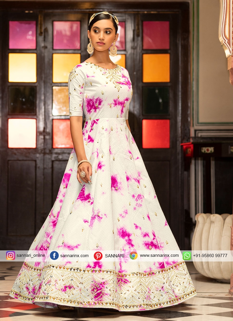 Modest Sequins Cotton Floor Length Trendy Gown
