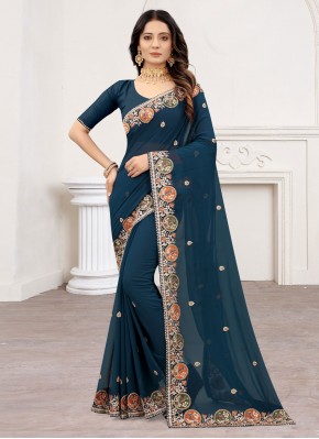Morpeach  Embroidered Georgette Traditional Designer Saree
