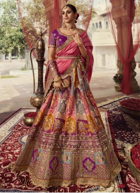 Multi Colour Banarasi Silk Sangeet Trendy Lehenga Choli