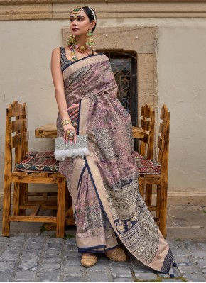 Multi Colour Digital Print Silk Contemporary Saree