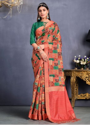 Multi Colour Embroidered Trendy Saree