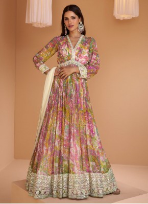 Multi Colour Georgette Readymade Gown