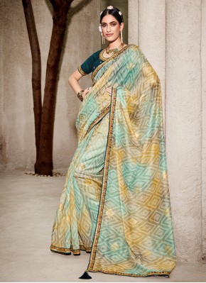 Multi Colour Lace Ceremonial Contemporary Saree