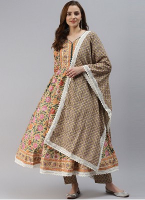 Multi Colour Print Cotton Anarkali Suit