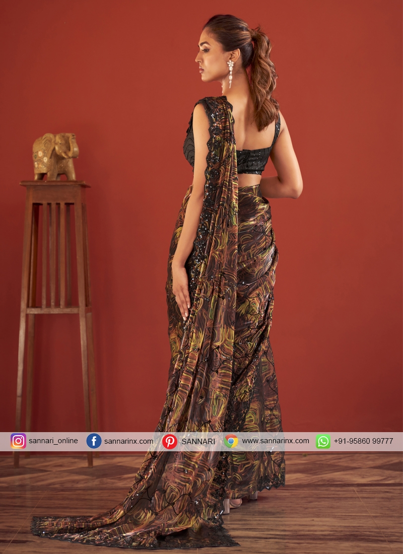 Silk Printed Saree in Multi Colour
