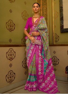 Multi Colour Reception Patola Silk  Classic Saree