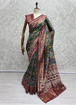 Multi Colour Reception Silk Designer Saree