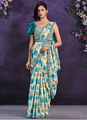 Multi Colour Sangeet Satin Silk Contemporary Saree
