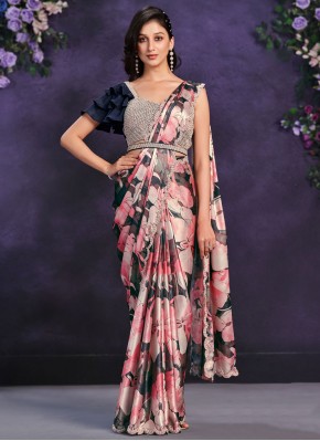 Multi Colour Satin Silk Classic Saree