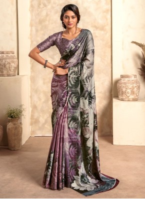 Multi Colour Satin Silk Saree