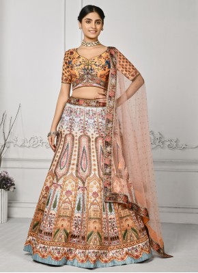 Multi Colour Swarovski Satin Silk Designer Lehenga Choli