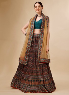 Multi Colour Tussar Silk Lehenga Choli