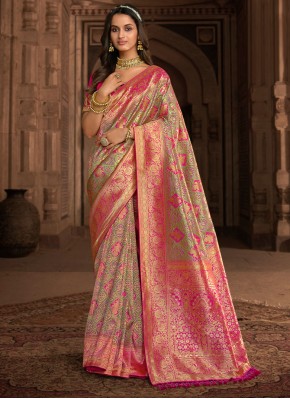 Multi Colour Weaving Jacquard Traditional Saree