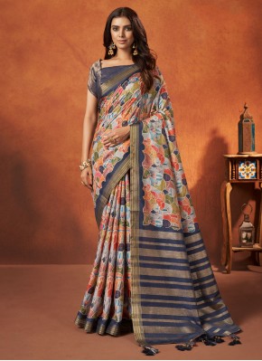 Multi Colour Woven Contemporary Saree