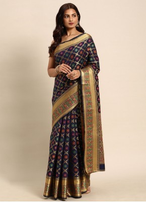 Multi Colour Woven Silk Designer Saree