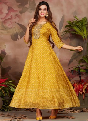 Mustard Silk Trendy Gown