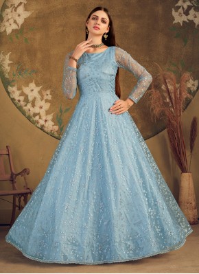 Net Designer Gown in Blue