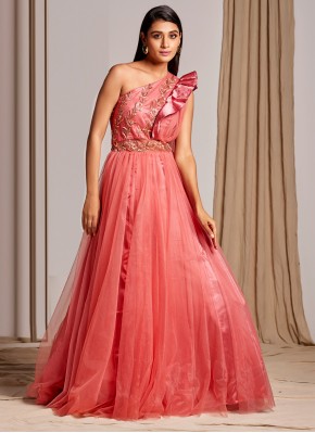 Net Fancy Pink Designer Gown