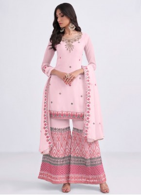 Observable Sequins Pink Georgette Trendy Salwar Suit