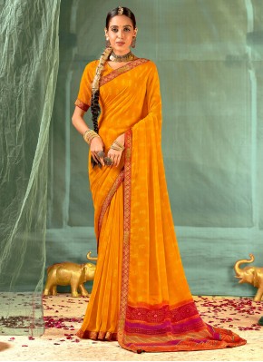 Observable Yellow Floral Print Traditional Designer Saree