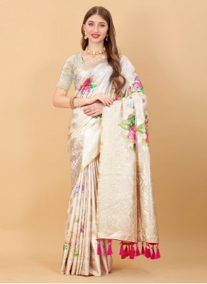Off White Silk Weaving Classic Saree