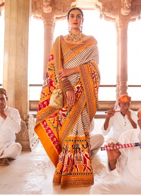 Off White Weaving Ceremonial Classic Saree