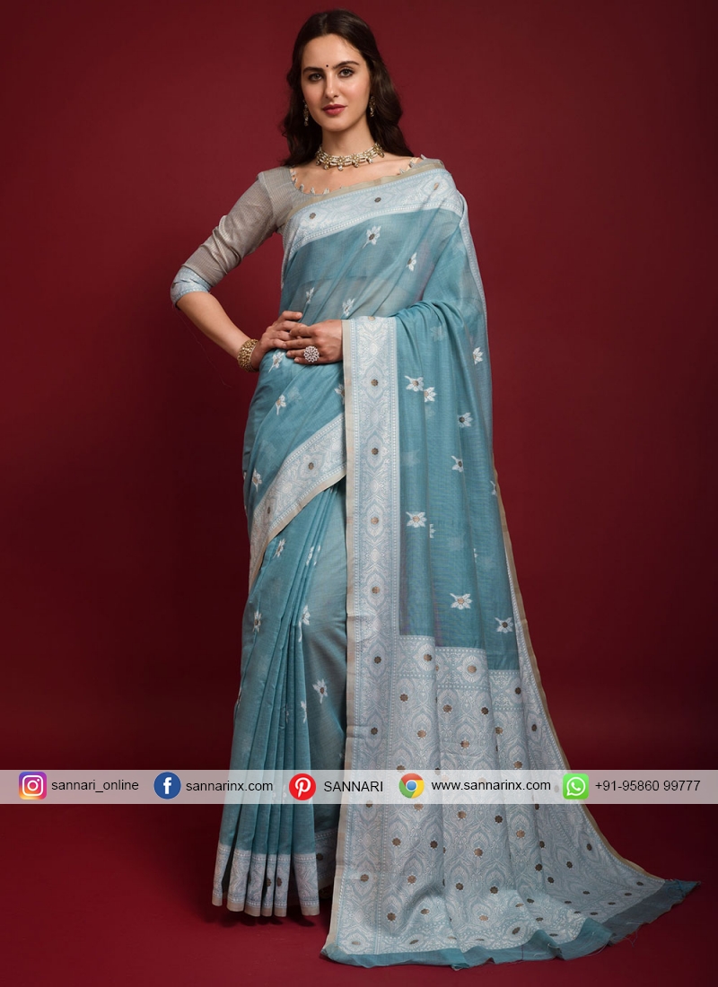 Opulent Blue Banarasi Silk Classic Saree