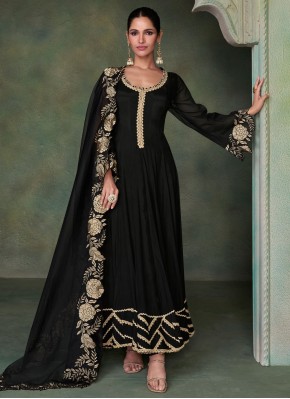 Opulent Pure Silk Embroidered Gown