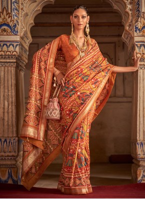 Orange Weaving Saree
