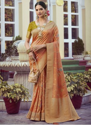 Orange Weaving Wedding Saree