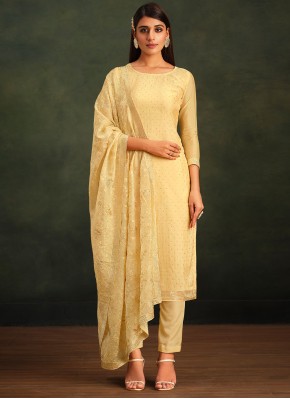 Organza Swarovski Yellow Designer Salwar Suit
