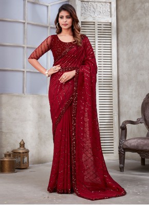 Organza Traditional Saree in Red