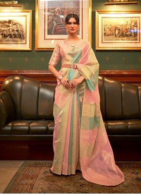 Organza Weaving Multi Colour Traditional Designer Saree
