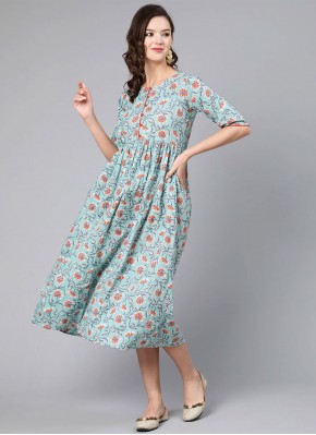 Orphic Printed Cotton Party Wear Kurti