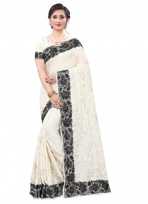 Outstanding Embroidered Satin Classic Designer Saree