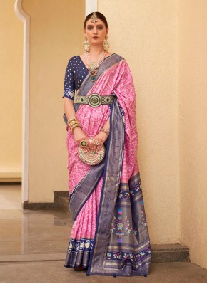 Outstanding Silk Pink Traditional Designer Saree