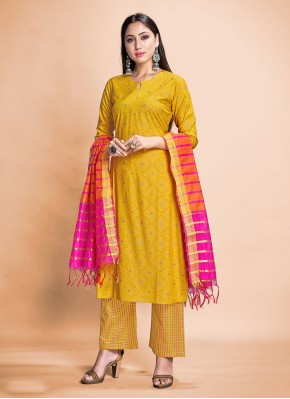 Pant Style Suit Print Rayon in Yellow