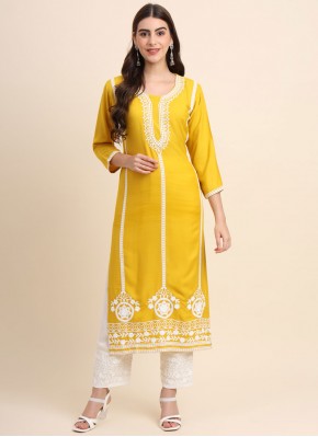 Paramount Embroidered Rayon Party Wear Kurti
