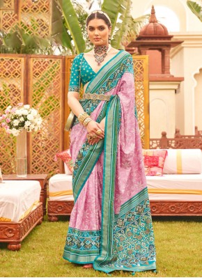Patola Print Silk Classic Saree in Multi Colour