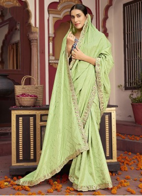 Patola Print Silk Contemporary Saree in Green