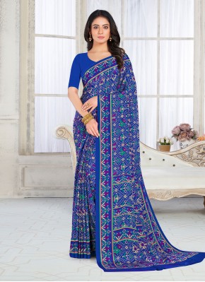 Patola Silk  Blue Weaving Classic Saree