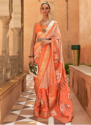 Patola Silk  Contemporary Saree in Orange